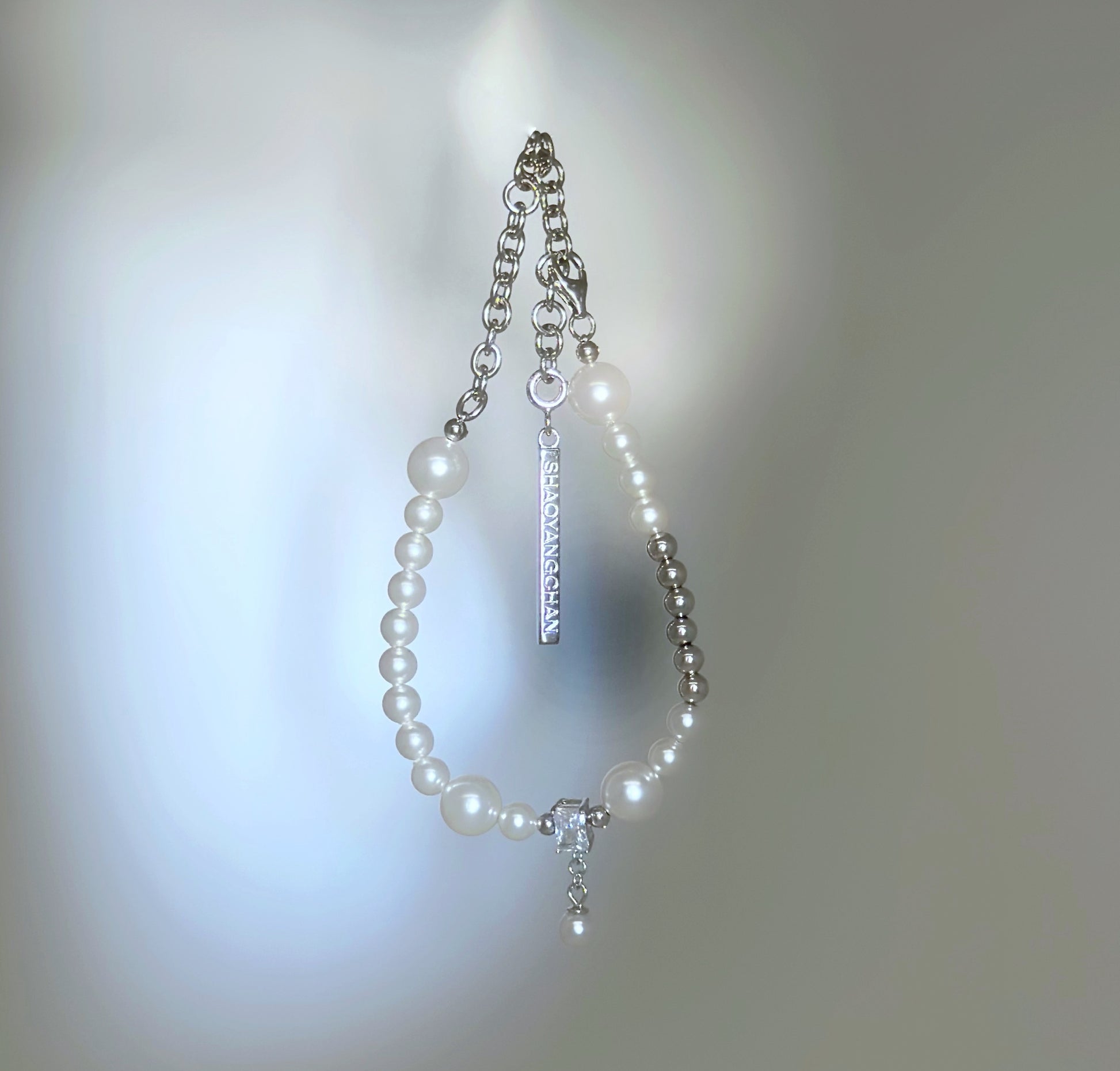 SHAOYANGCHAN silver bracelet with Swarovski pearls – contemporary handmade jewelry